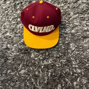 Maroon and Yellow CLVLND Cap